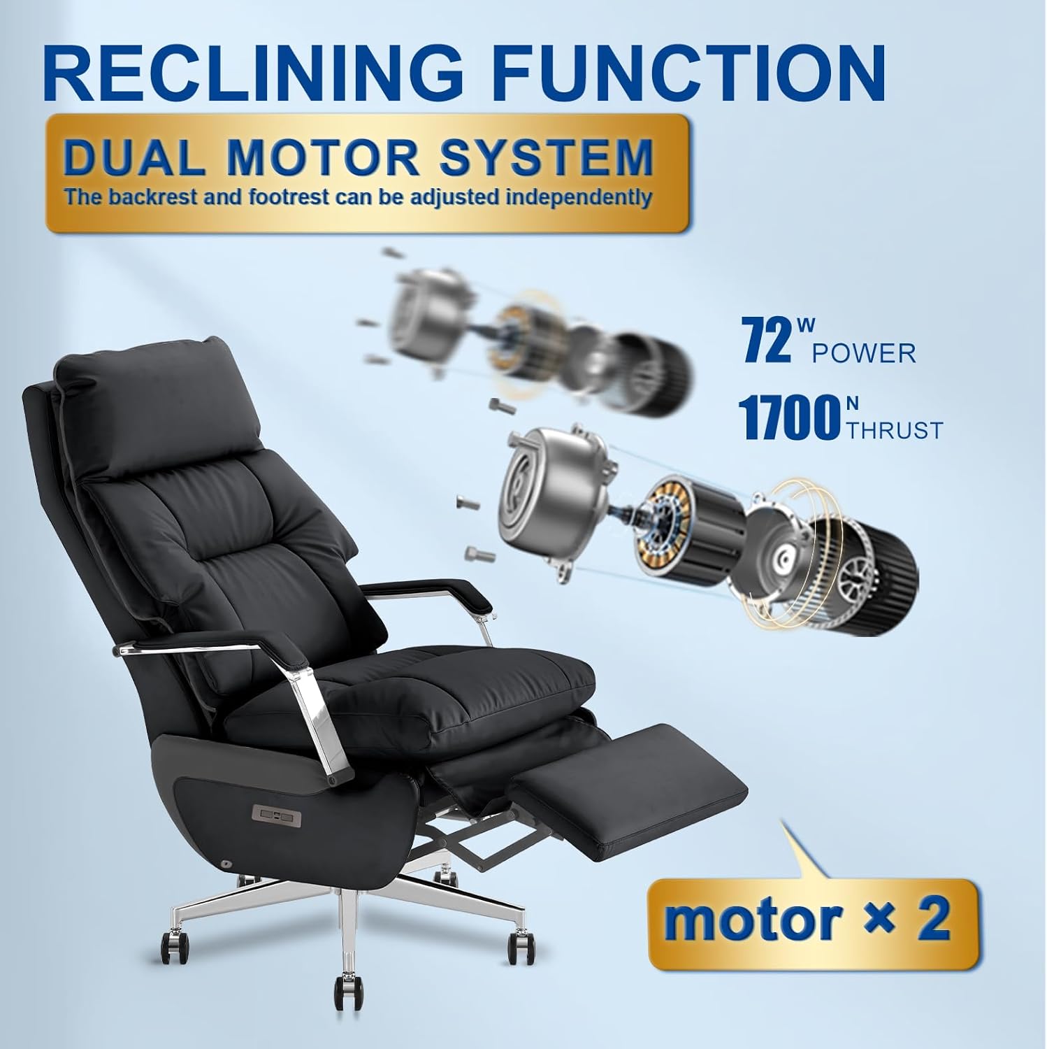 Black Leather Ergonomic High Back Office Chair with Footrest V6666