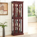 Lighted Glass Display Cabinet with Adjustable Shelves and Mirrored Back H6879