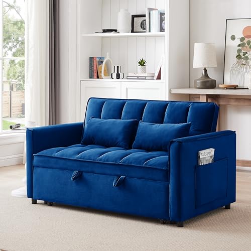 Velvet Convertible Sofa Bed with Adjustable Back H82868