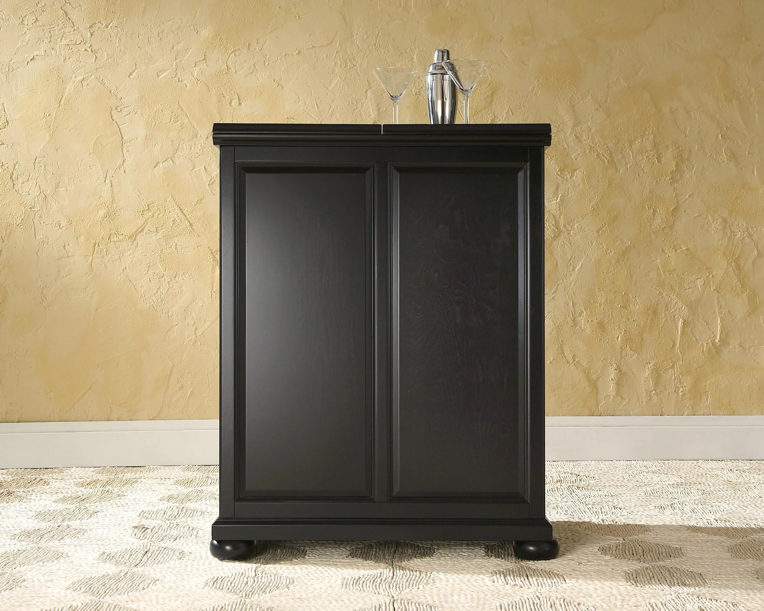 Black Wood Expandable Bar Cabinet X8831