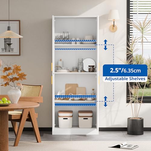 Gray 71" Tall Wood Storage Cabinet with Doors and Shelves D7505