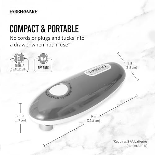 Compact Battery Operated Automatic Can Opener with Magnet, Aqua N2698