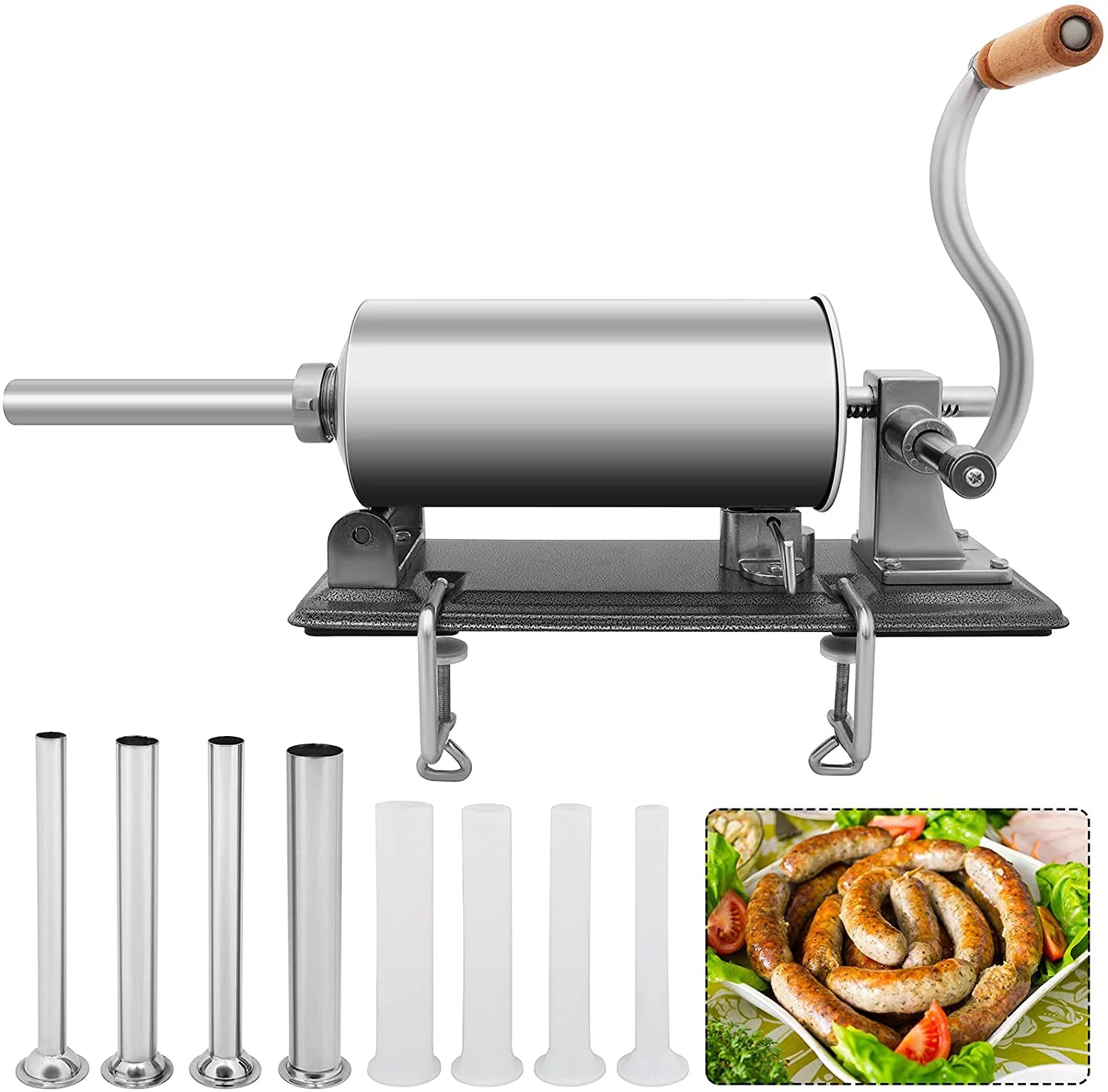 6.5LBS Stainless Steel Sausage Stuffer with 8 Tubes U4914