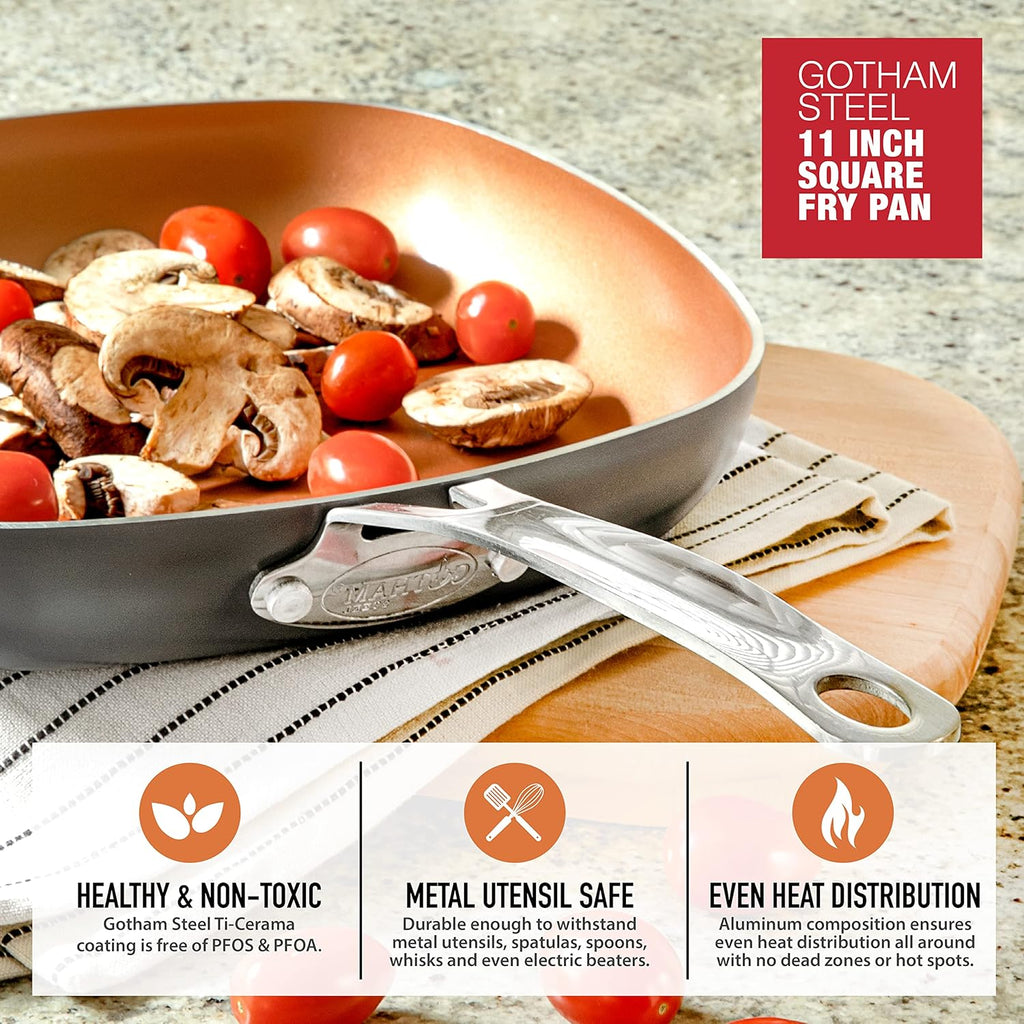 11" Square Non Stick Ceramic Frying Pan W122425