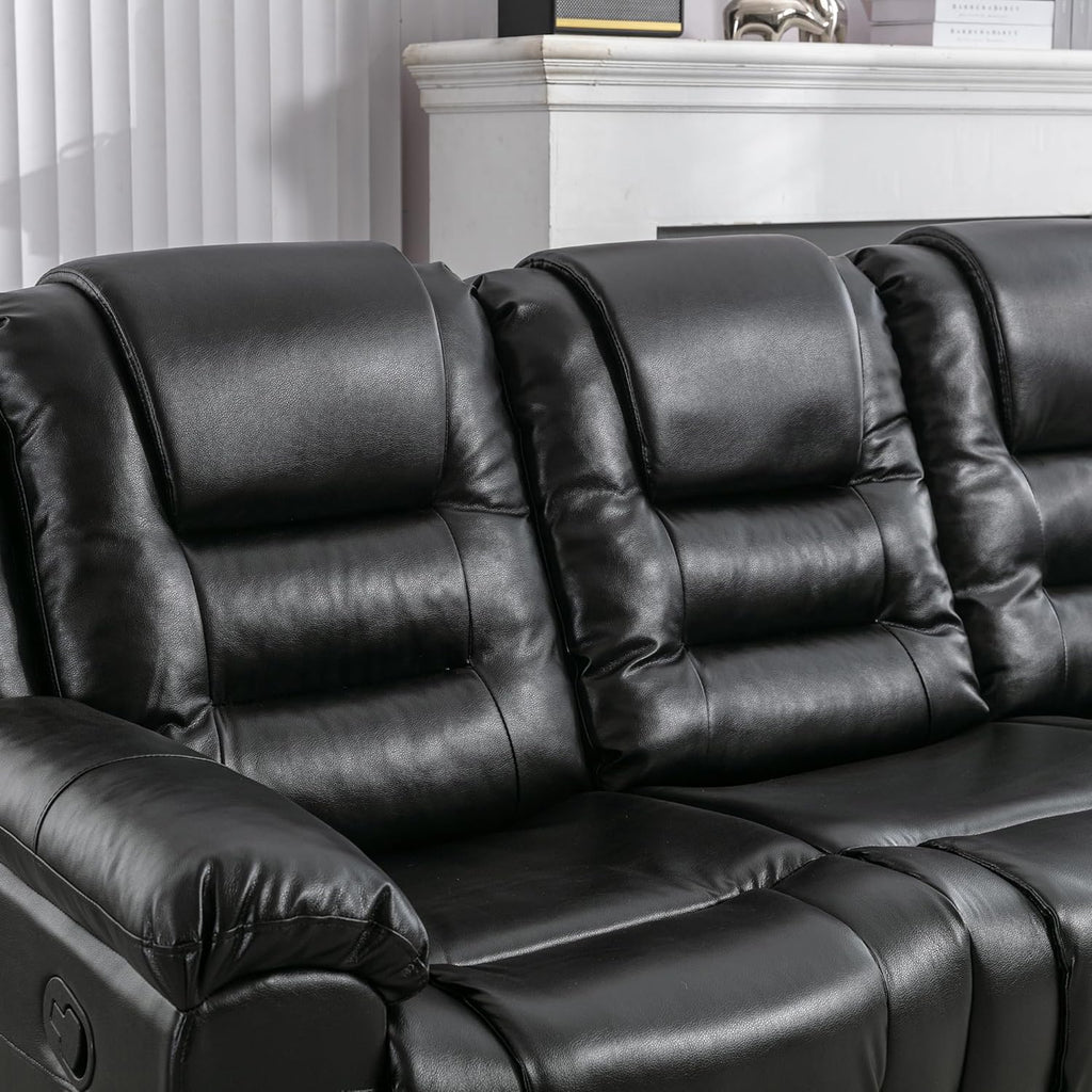 3 Seater Manual Reclining Leather Sofa with Center Console N35640