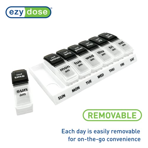 Weekly 7-Day AM/PM Pill Case, Black and Clear Lids C41231