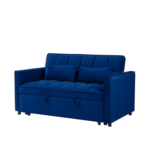 Velvet Convertible Sofa Bed with Adjustable Back H82868