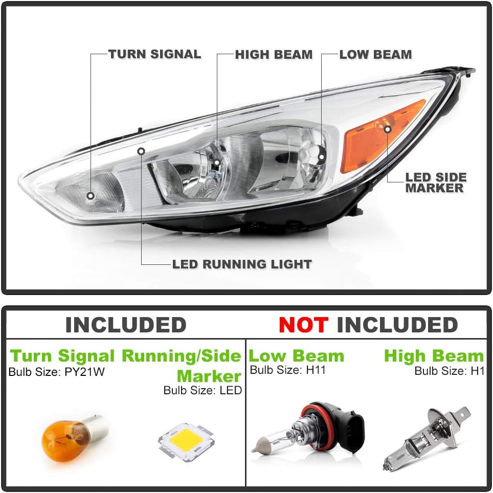 Chrome Housing Headlights Headlamps Assembly Pair Y456