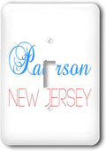 Paterson New Jersey blue red text single toggle switch B301200
