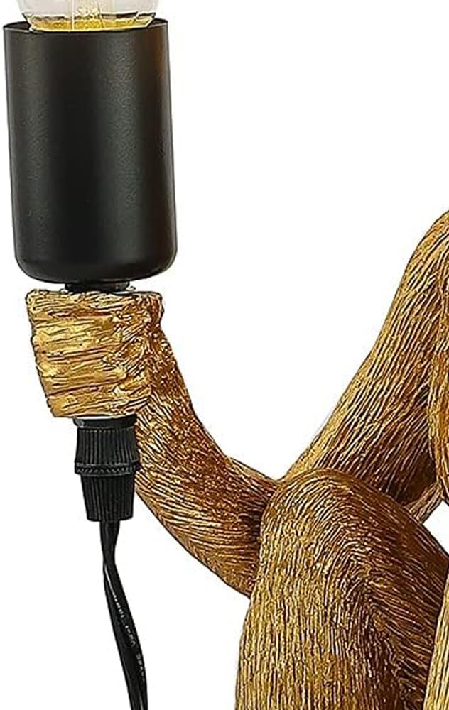 Monkey Lamp Gold Resin Sitting Lamp S7223