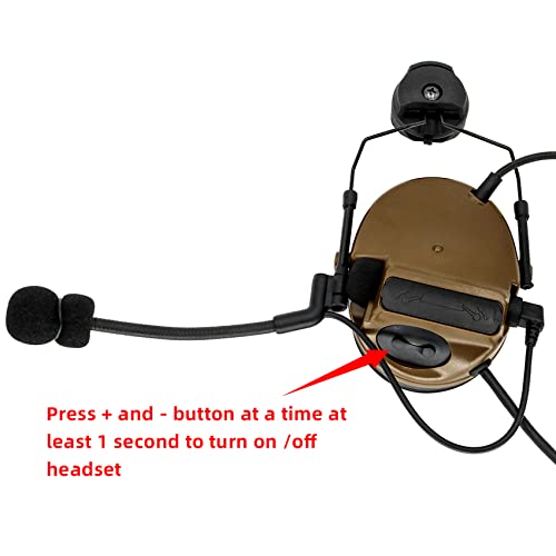 Tactical Headset with ARC Helmet Rail Mount and PTT Adapter Kenwood Plug L419
