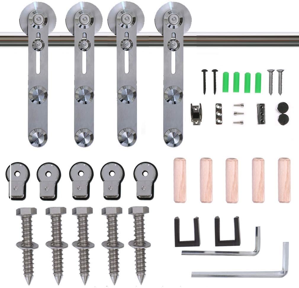 14FT Stainless Steel Sliding Double Barn Door Hardware Track Kit A85282