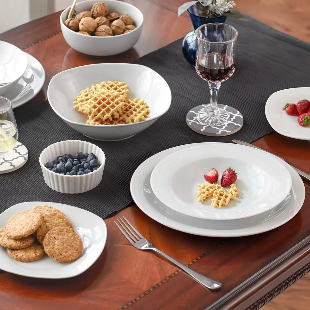 White Porcelain Rimmed Soup Bowls Set of 4 E476817