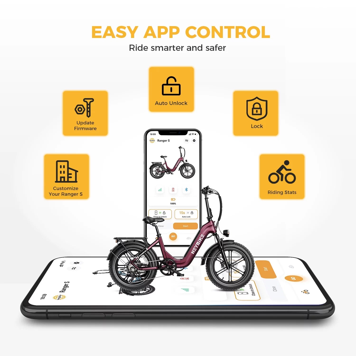 Electric Bike with 48V 14.4AH Removable Battery, 20" x 4.0 Fat Tire M146