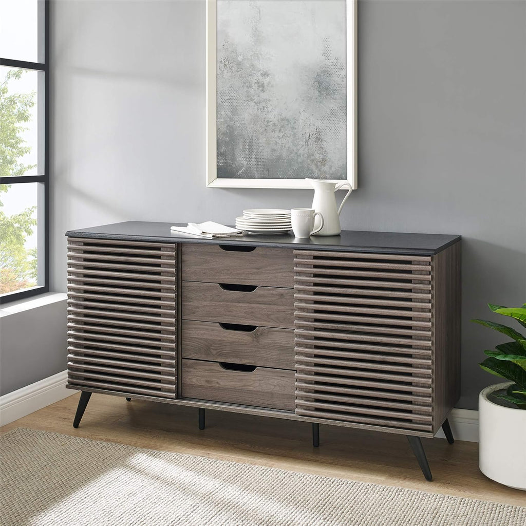 Black and Slate Grey 4 Drawer Wood Cabinet K7943