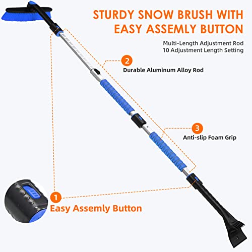 47.2" Ice Scraper with Extendable Snow Brush and Foam Grip J28763