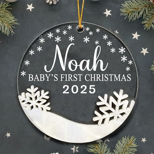 Engraved Wooden and Acrylic Baby's 1st Christmas Ornament 2025 A4326