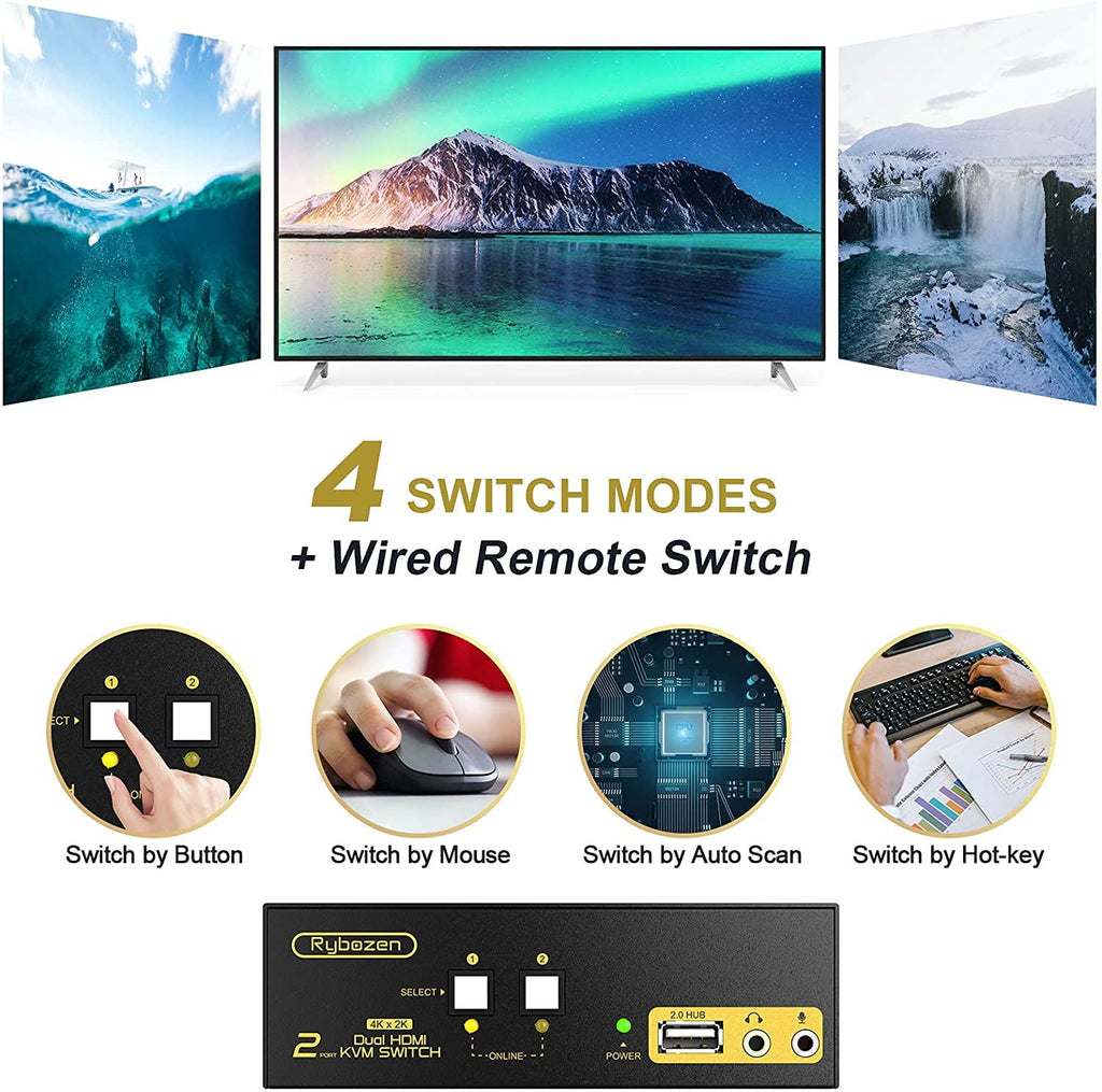 2 Port Dual Monitor HDMI KVM Switch V89782