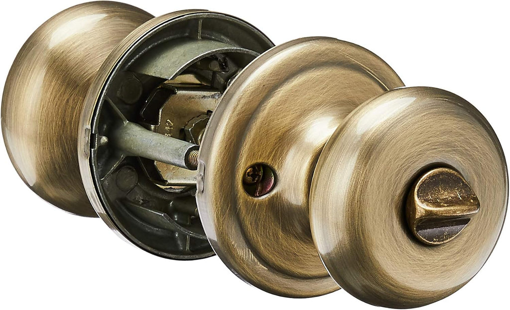 Antique Brass Entry Door Knob with Lock and Key R524693