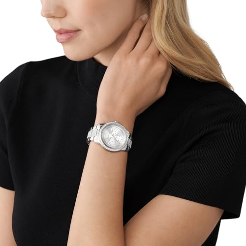 Stainless Steel and Pavé Crystal Multifunction Watch K82426