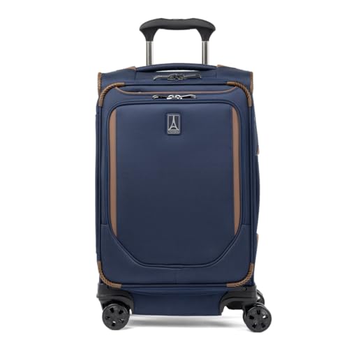 Lightweight Softside Expandable Carry on Luggage, 8 Wheel Spinner Suitcase, Compact Carry On 20-Inch, Patriot Blue N351