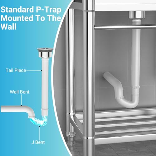 26 Inch 304 Stainless Steel Free Standing Utility Sink with Pull-out Faucet M91323