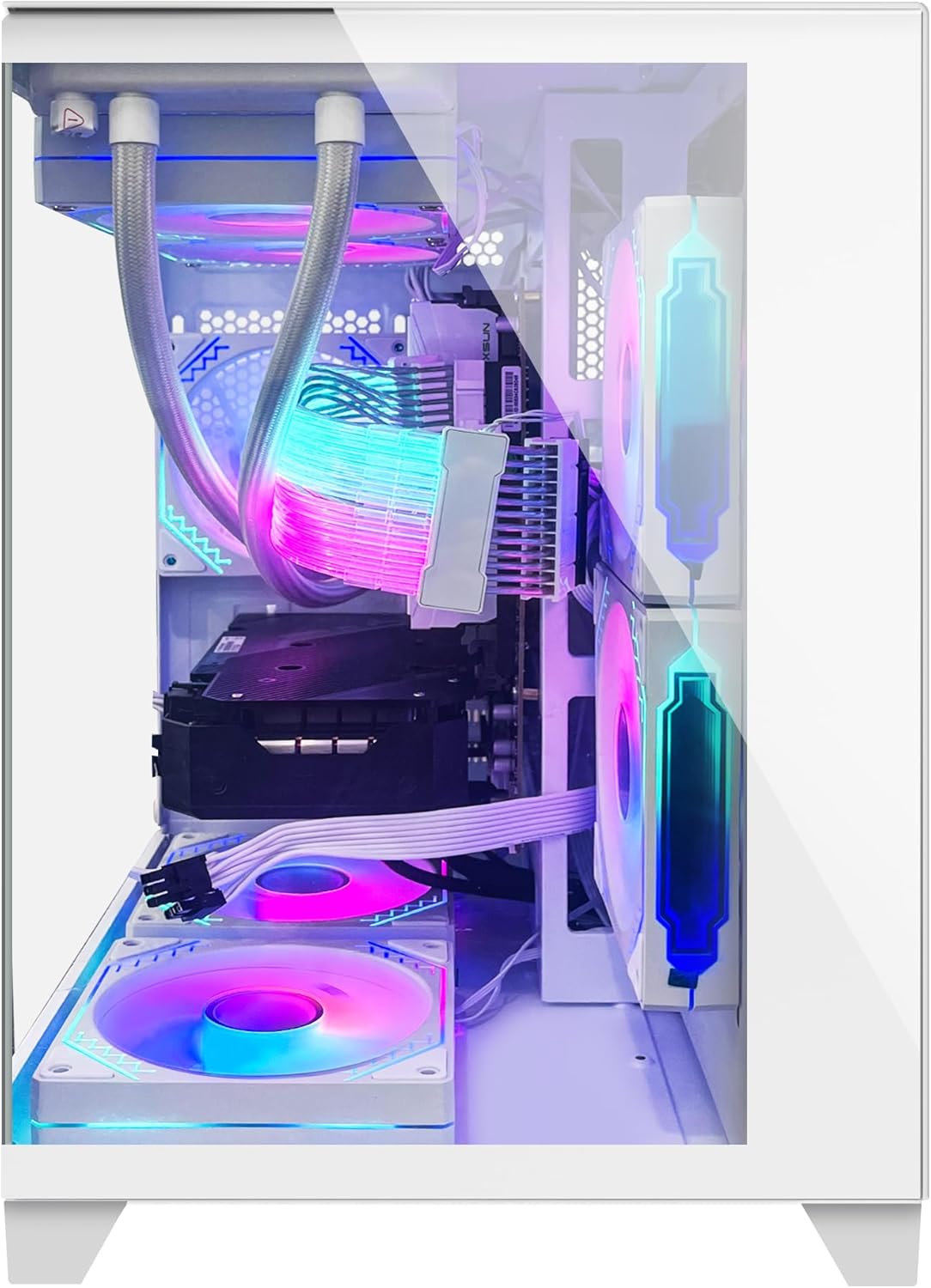 White Gaming PC Desktop - AMD Ryzen 7 5700X3D 8-Core 3.0 GHz, RTX 3060 12GB, 32GB DDR4 RAM 3200, 1TB M.2 PCIE SSD, Windows 11 Pro 64-bit H239732