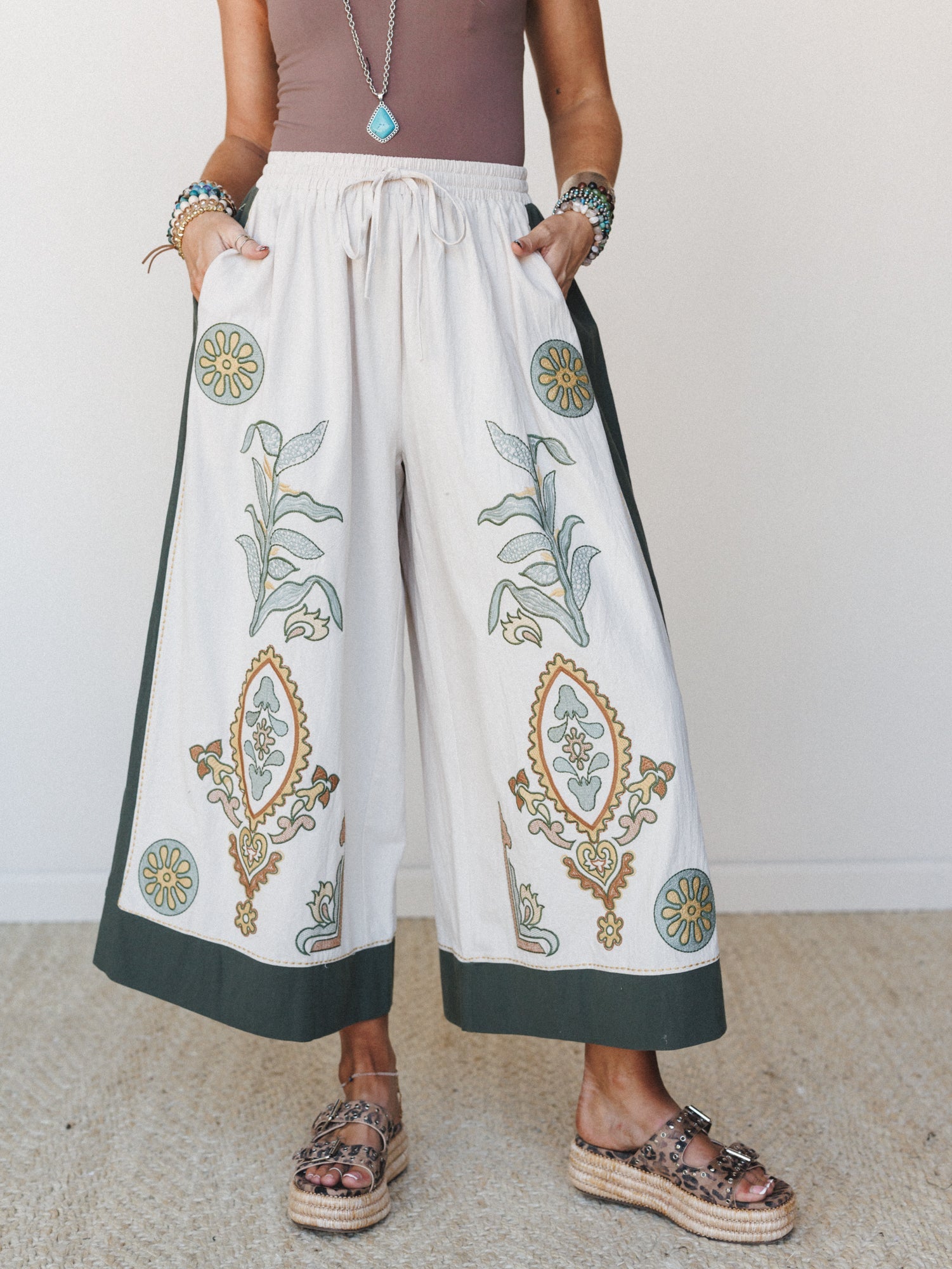 Chateau Chic Wide Leg Pants - Sage