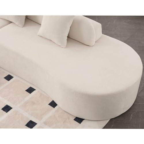 Beige Terry Cloth Modular Sectional Sofa with 3 Pillows G454169