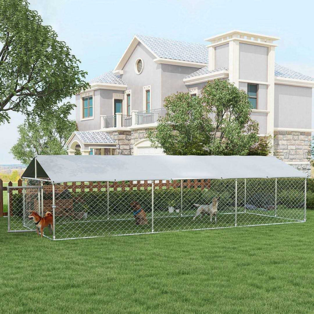 Dog Kennel Outdoor Large-Sized Dogs with Waterproof UV Resistant Roof H427