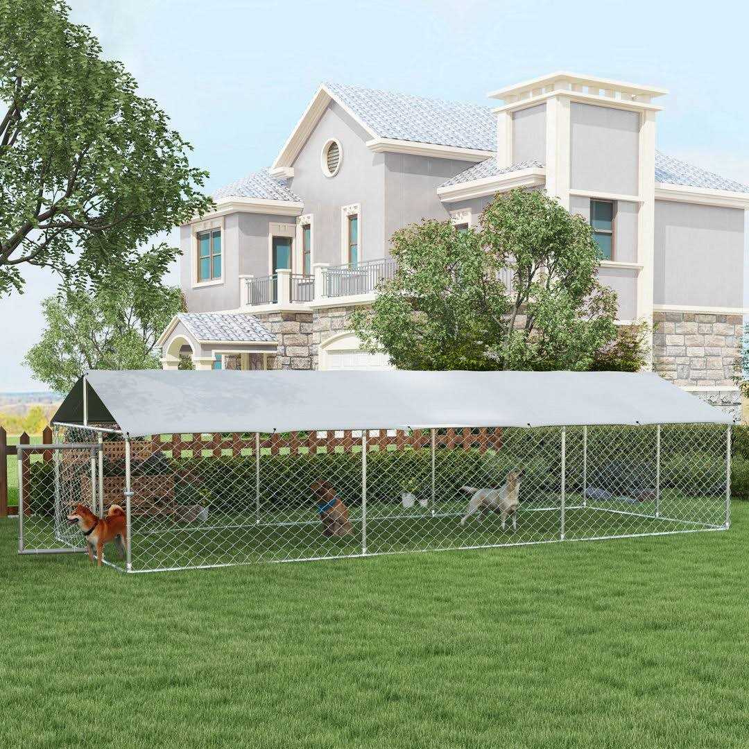Dog Kennel Outdoor Large-Sized Dogs with Waterproof UV Resistant Roof H427