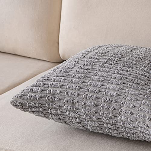 Pack of 2 Blue Corduroy Decorative Throw Pillow Covers 12x20 Inch J633126
