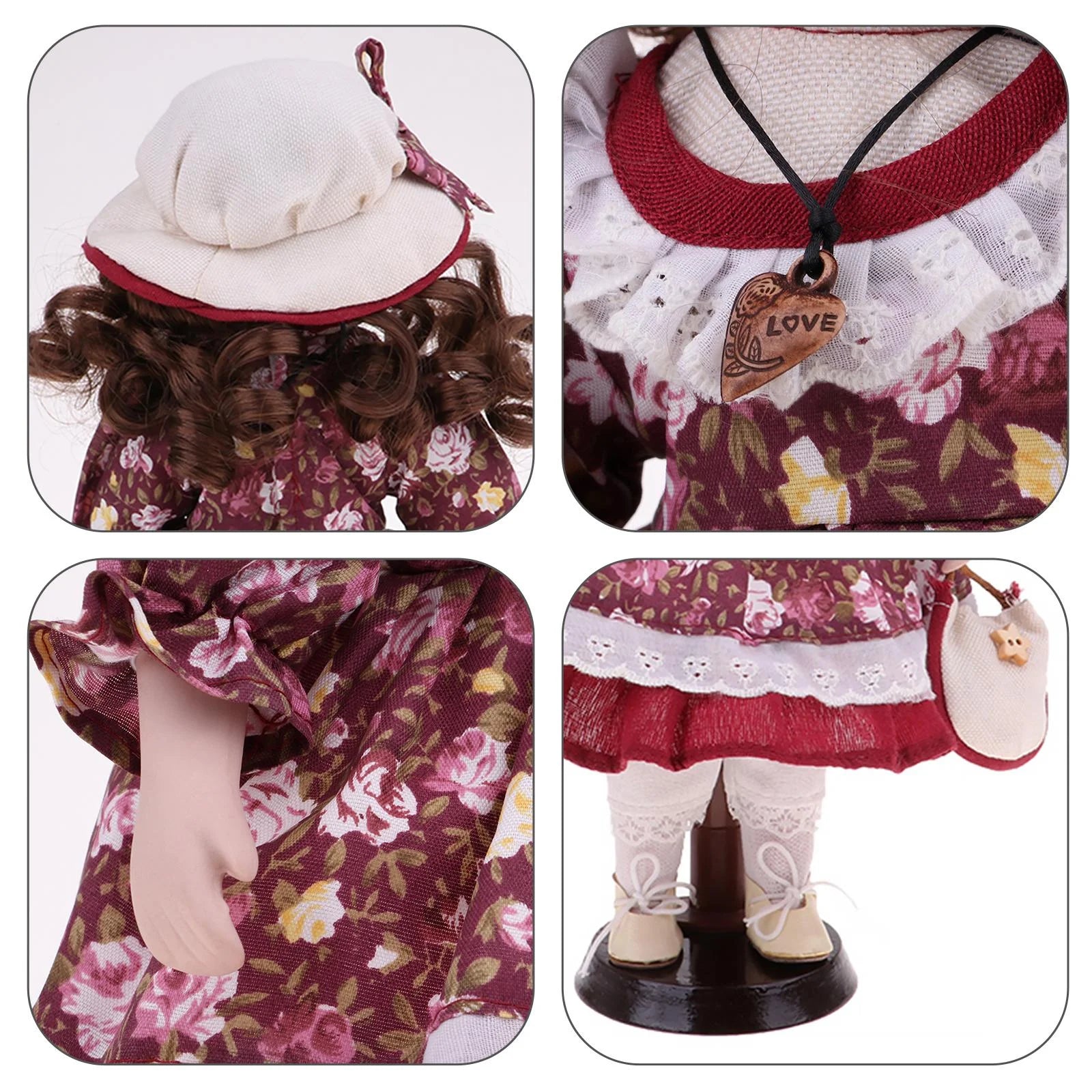 30cm Porcelain Doll Style Dress Suit Standing Girl Doll Desk Table Ornaments E253