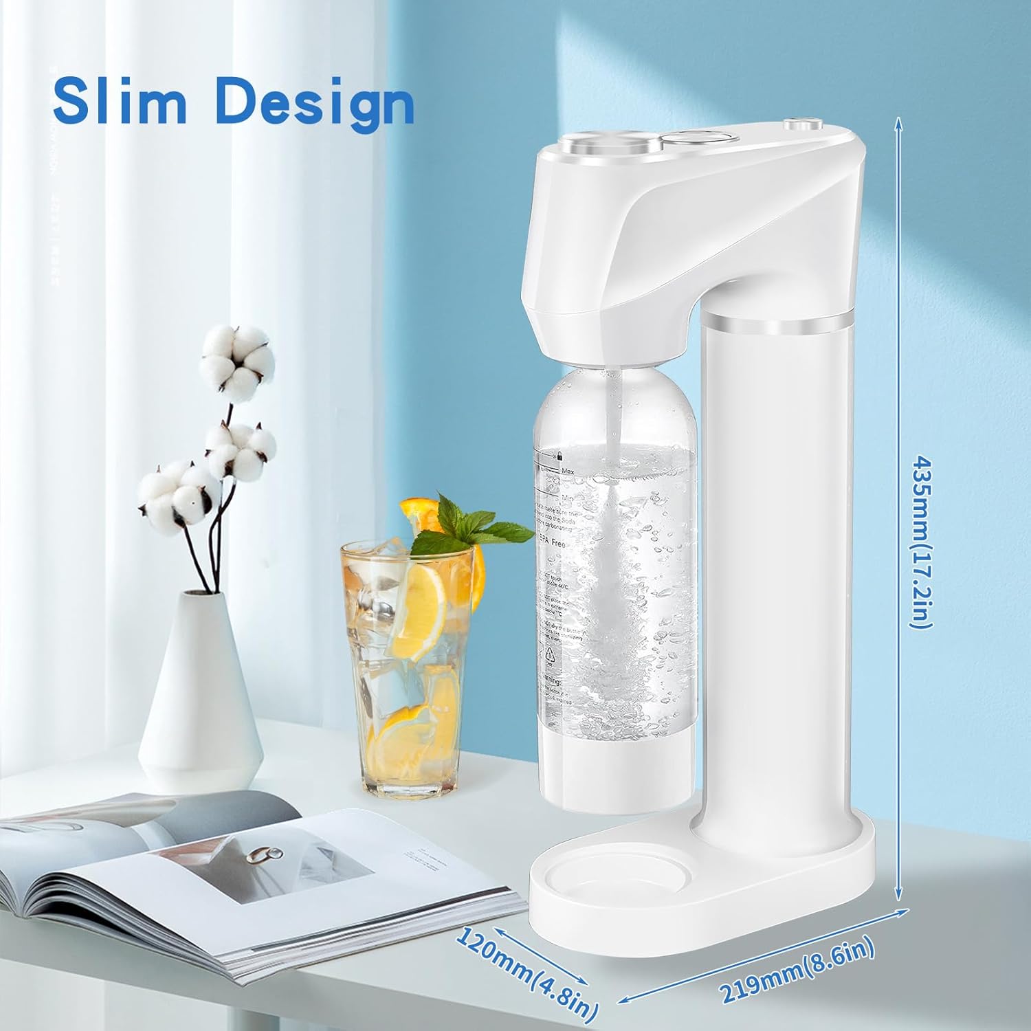 White Soda Maker with 1L BPA Free PET Bottle Q459