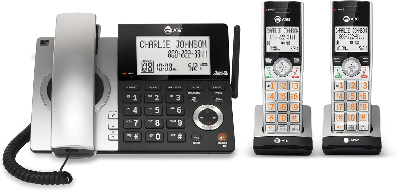 Silver Black 2-Handset Corded/Cordless Phone D55932