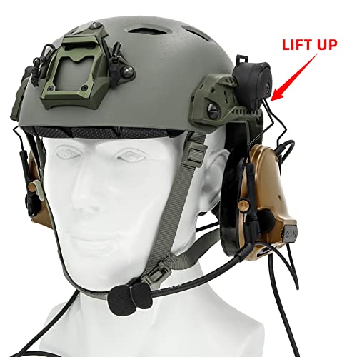 Tactical Headset with ARC Helmet Rail Mount and PTT Adapter Kenwood Plug L419