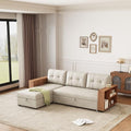 Dark Grey L-Shape Convertible Sleeper Sofa with Pull Out Bed and Storage Recliner C505
