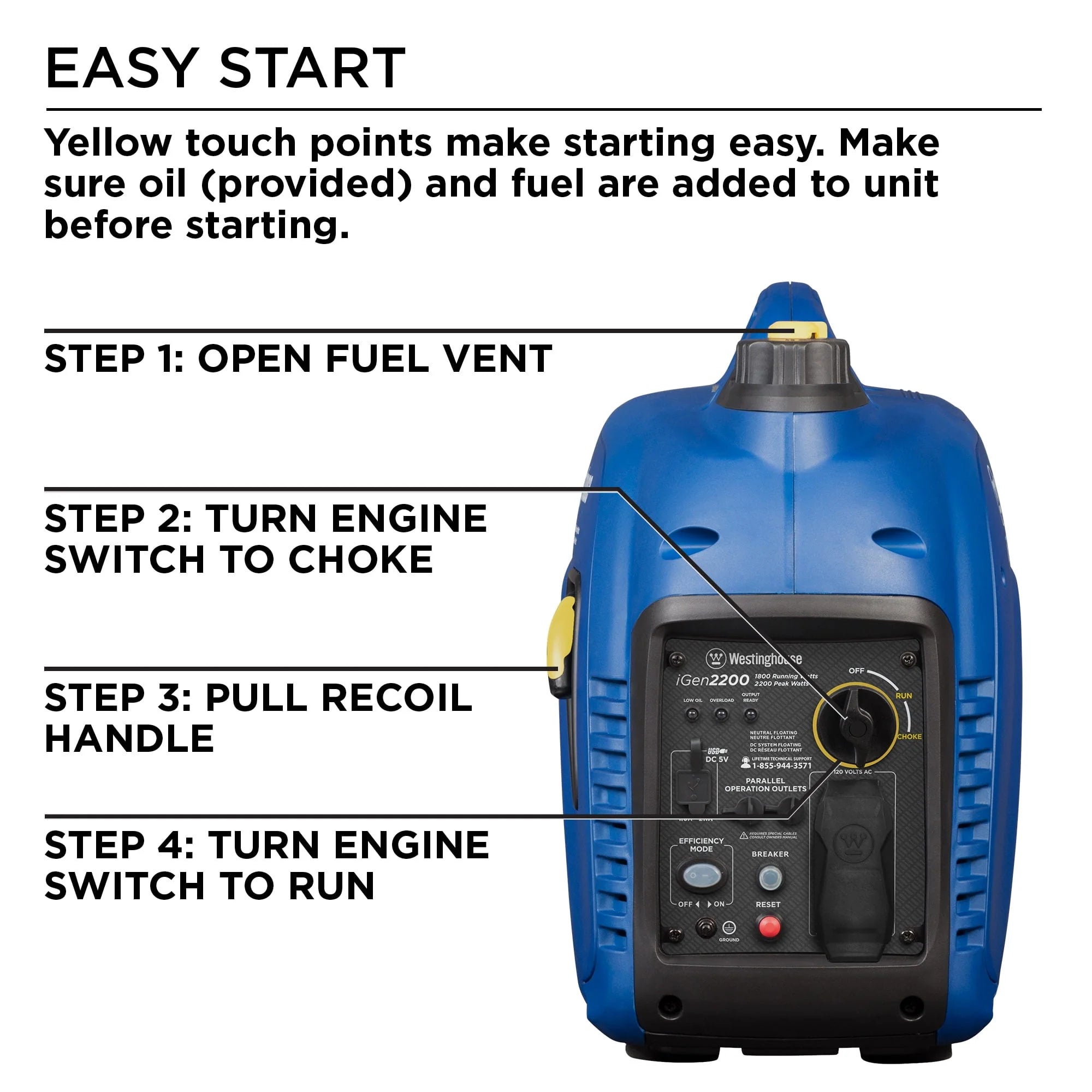2200 Watt Portable Gas Inverter Generator L524
