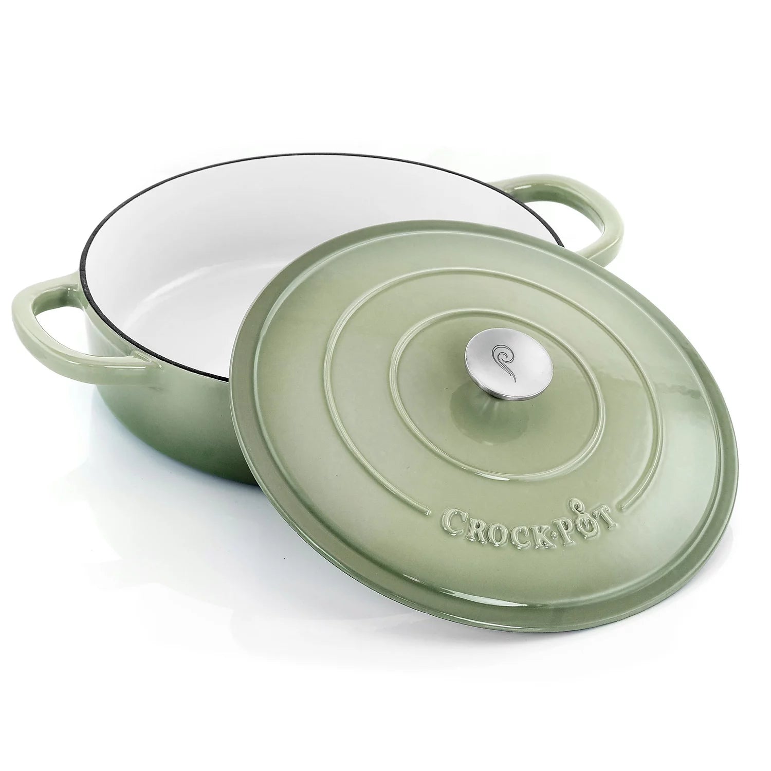 5 Quart Enameled Cast Iron Braiser Pan with Lid in Pistachio Green I294