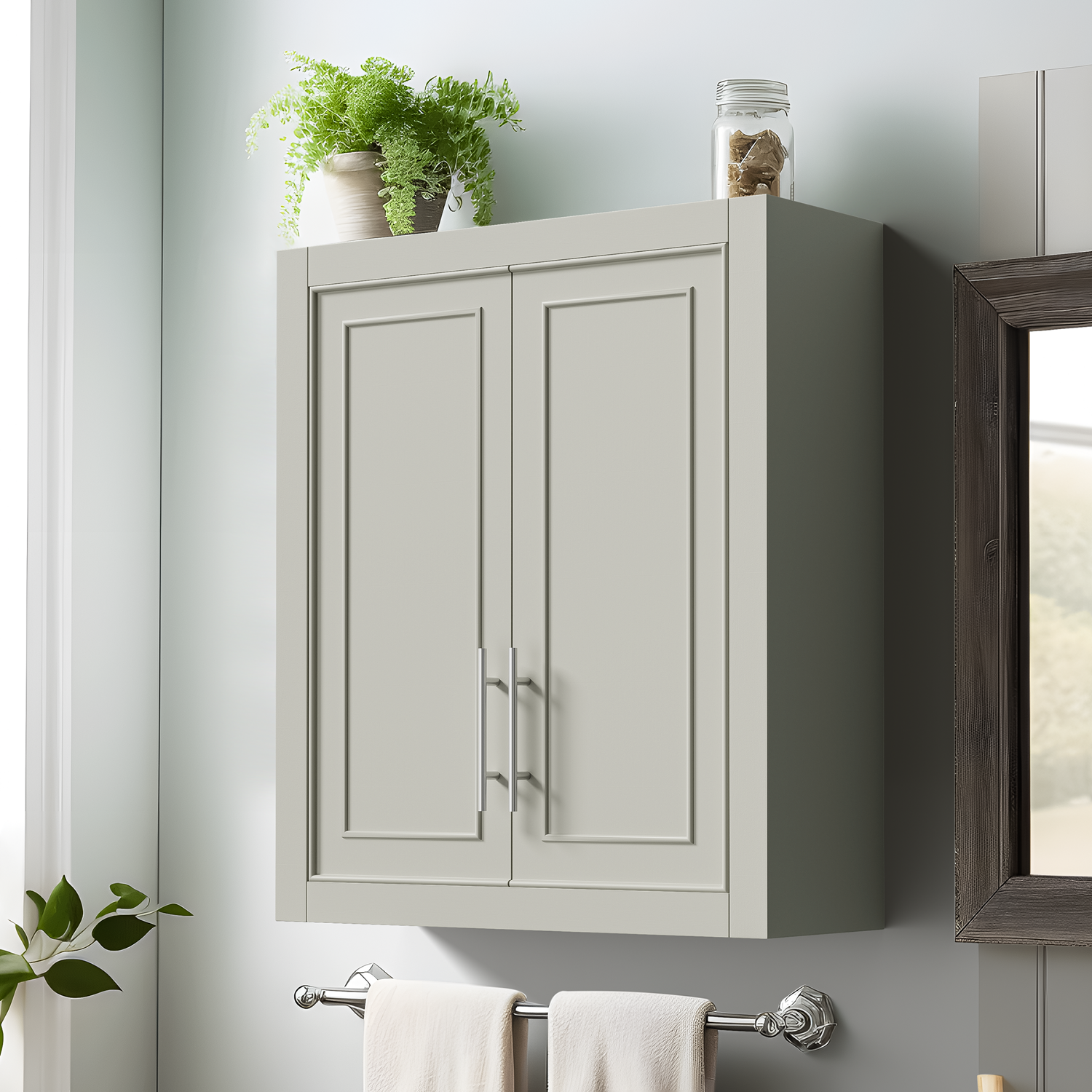 Gray Wood Wall Mounted Storage Cabinets G916608