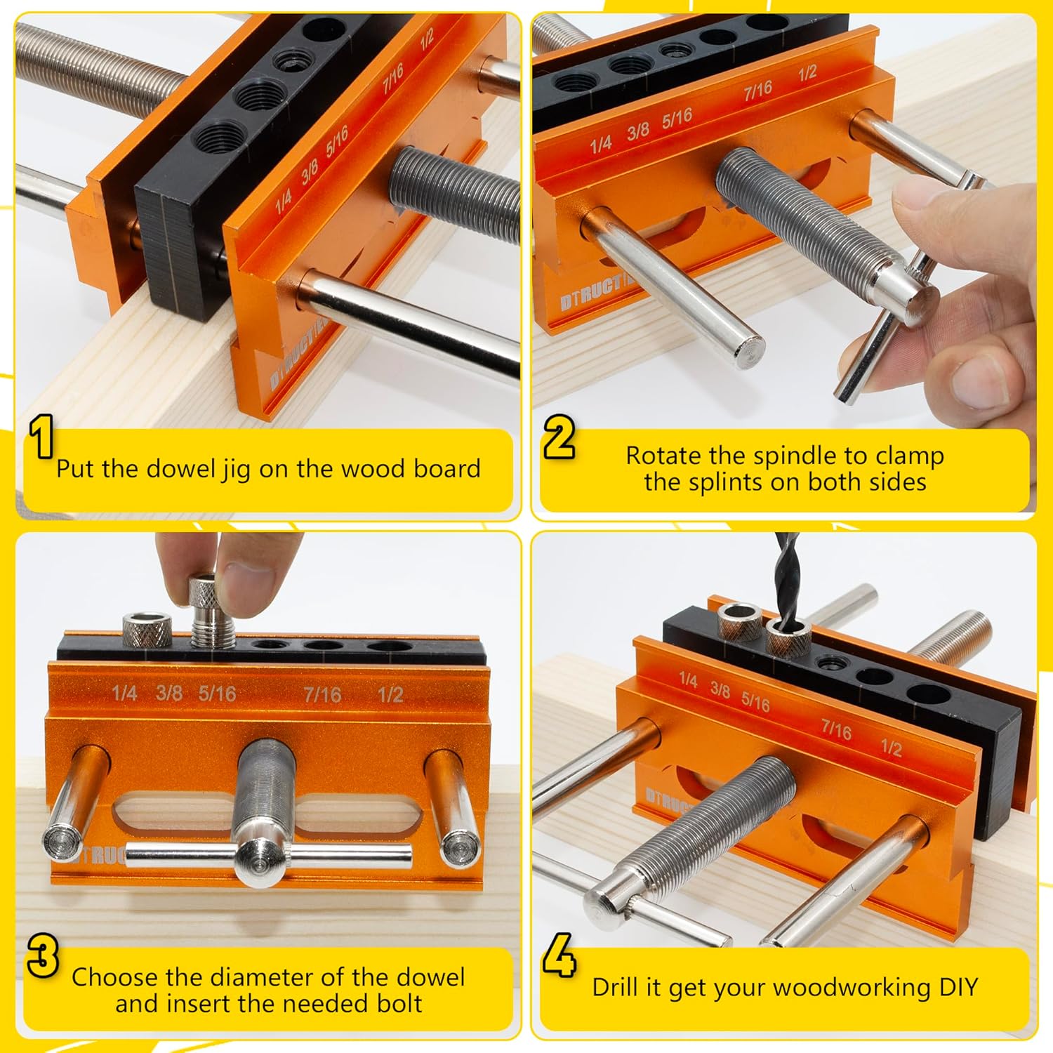 Self Centering Doweling Jig Kit with 6 Drill Guide Bushings A7639