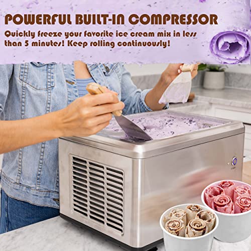0.5-Quart Stainless Steel Rolled Ice Cream Maker with Compressor P2666