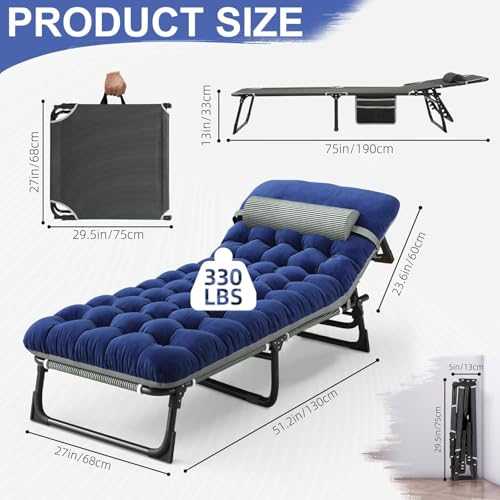 Gray Folding Camping Cot with Mattress W214