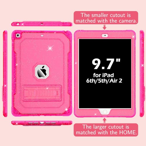 Glitter Hot Pink Slim Case for iPad 9.7 inch with Screen Protector J19394
