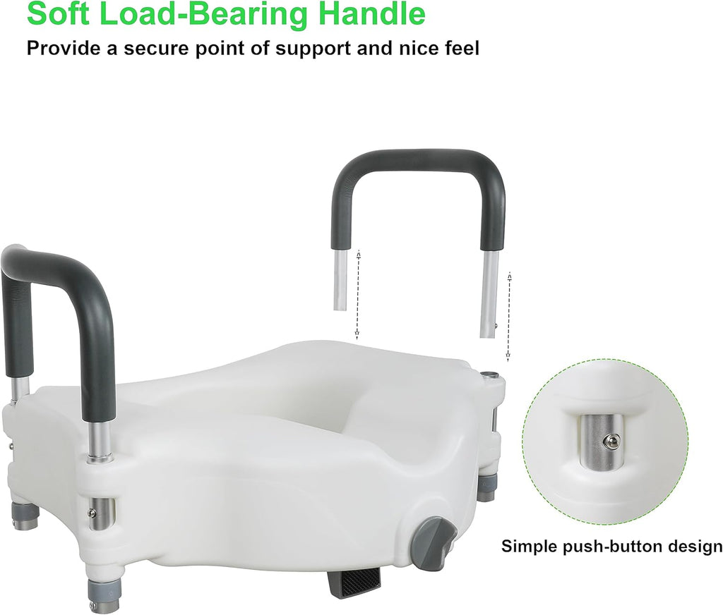 Raised Toilet Seat with Handle, Height Adjustable Legs S70587