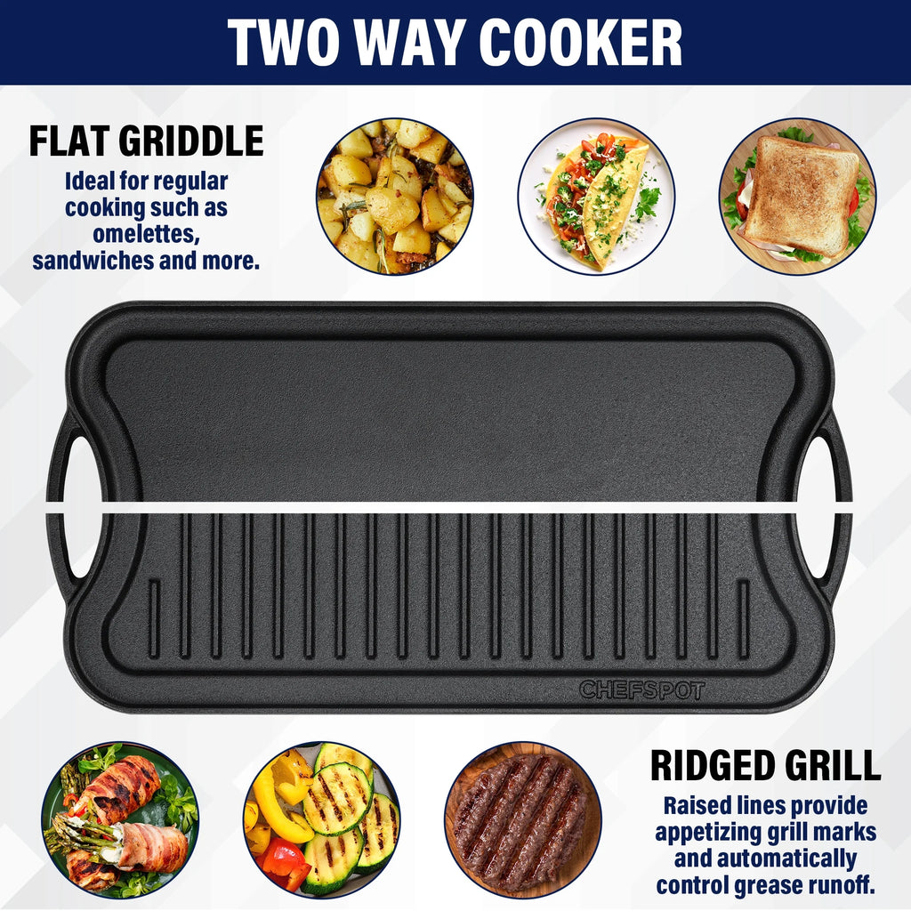 Preseasoned Cast Iron Reversible Griddle Plate Pan A451099