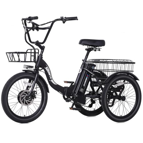 Electric Tricycle 20" 3 Wheels Folding 350W Step-Thru Removable Battery D546434