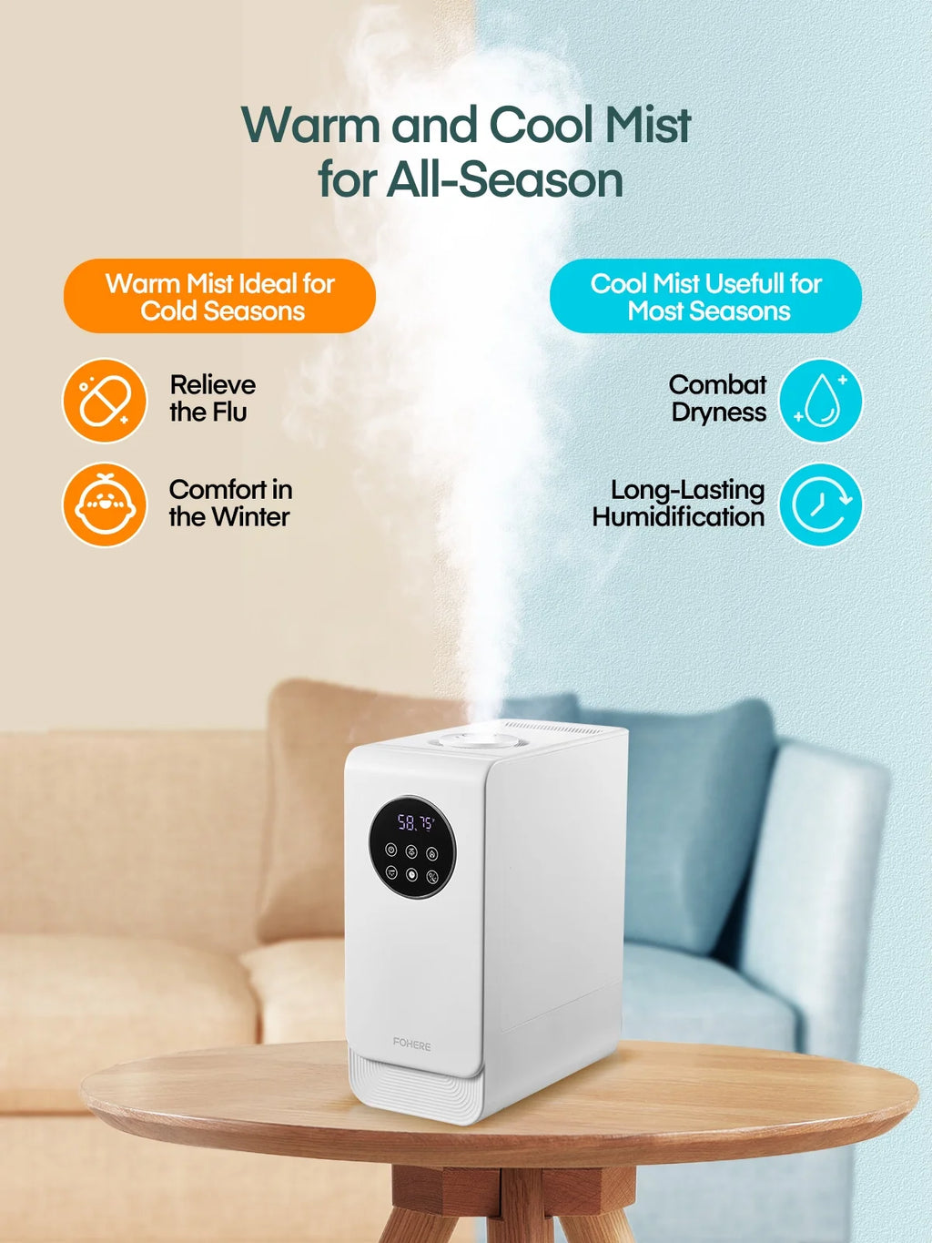 White 6.5L Ultrasonic Humidifier U965