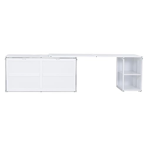 Grey Queen Size Murphy Bed with Storage Shelves Q9436