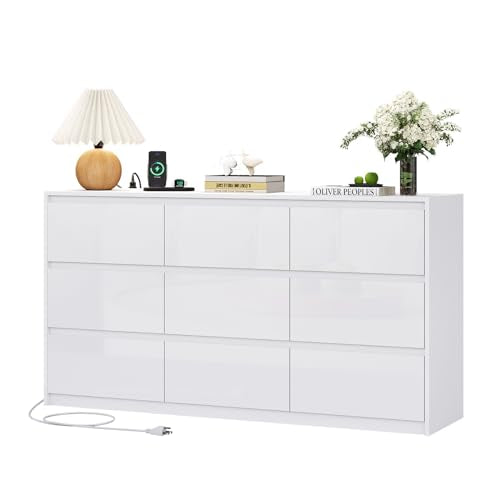 10 Drawer White High Gloss Dresser Z7936